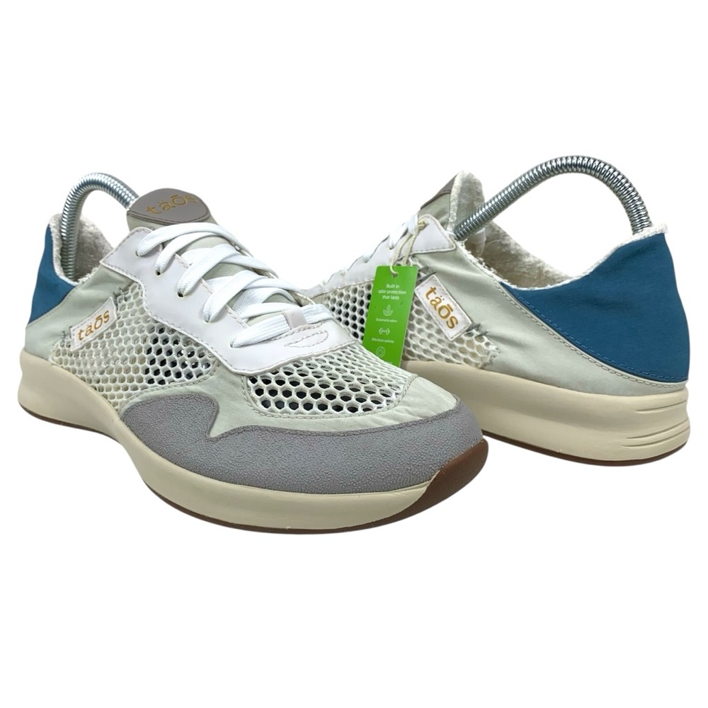 Taos Women’s Size 10‎ Comfort Lace Up Sneakers Cream Blue Mesh Walking Shoes